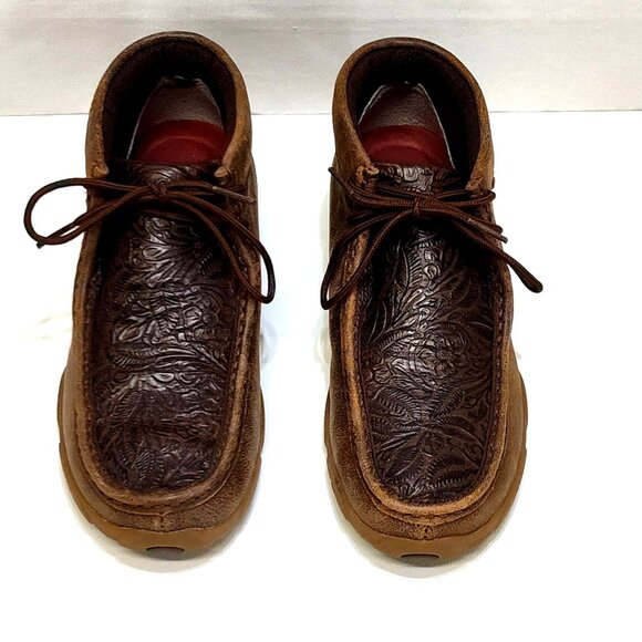 Twisted X Boots Chukka Driving Moc Sz 6M Floral Embossed Genuine Leather WDM0079 - Picture 5 of 11